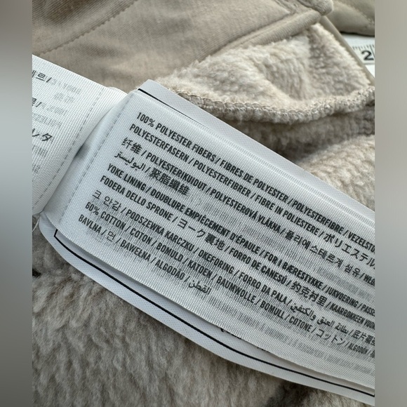 Abercrombie & Fitch *Taupe Asymmetrical Faux Quilted Leather Fleece Pullover XS - Picture 10 of 12